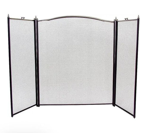 Simple Spaces 3 Panel Fireplace Screen Antique Silver/Black