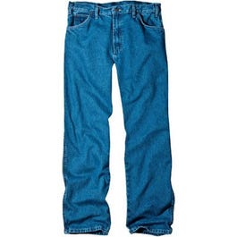 5-Pocket Jeans, Stonewash Denim, Relaxed Fit, Men's 30 x 34-In.
