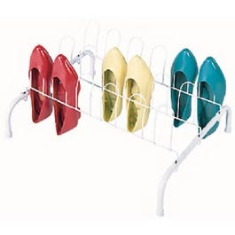 9-Pair White Floor Shoe Rack