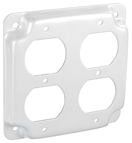 Southwire 4 Square Industrial Surface Cover, 1/2 Raised - (2) Duplex, StainlessSteel