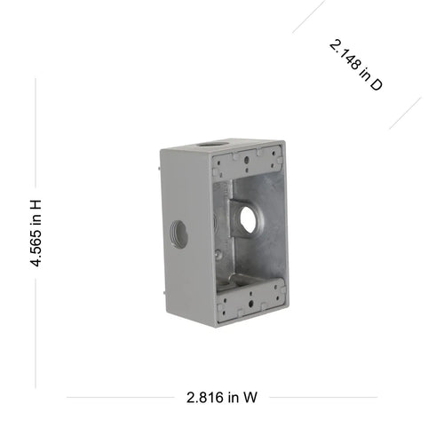 Bell 1-Gang Weatherproof Box, Five 1/2 in. Threaded Outlets, Gray